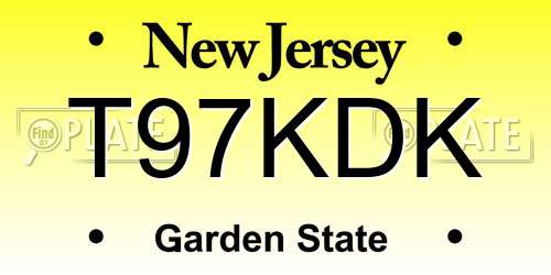 T97KDK New Jersey License Plate