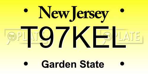 T97KEL New Jersey License Plate
