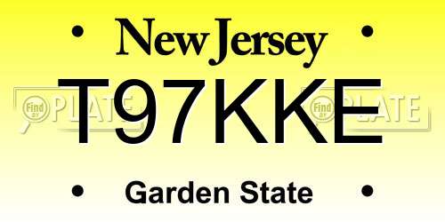 T97KKE New Jersey License Plate