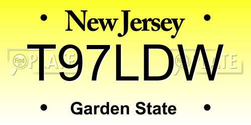 T97LDW New Jersey License Plate