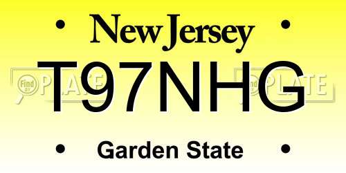 T97NHG New Jersey License Plate