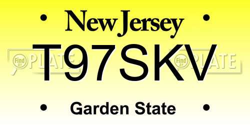 T97SKV New Jersey License Plate