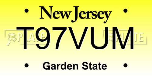 T97VUM New Jersey License Plate