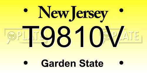 T9810V New Jersey License Plate