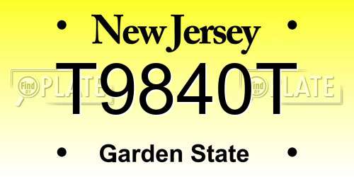 T9840T New Jersey License Plate