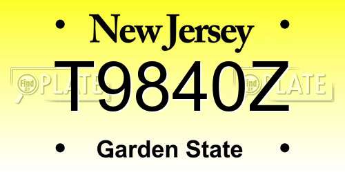 T9840Z New Jersey License Plate