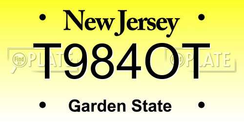 T984OT New Jersey License Plate