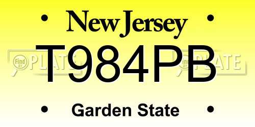 T984PB New Jersey License Plate
