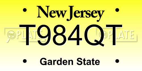 T984QT New Jersey License Plate