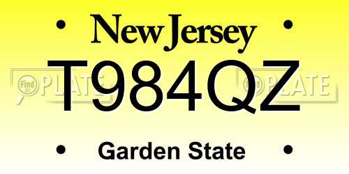 T984QZ New Jersey License Plate