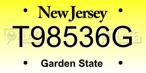 T98536G New Jersey License Plate