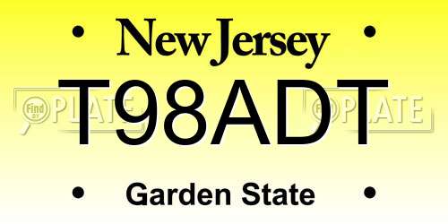 T98ADT New Jersey License Plate