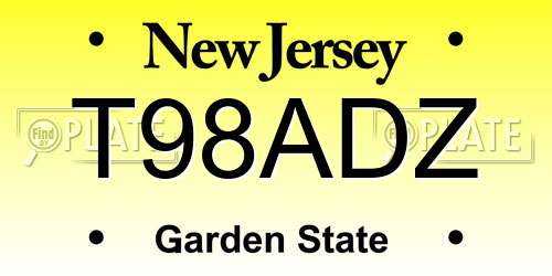 T98ADZ New Jersey License Plate