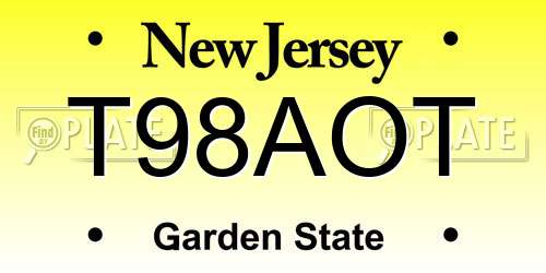 T98AOT New Jersey License Plate