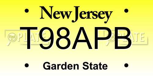 T98APB New Jersey License Plate