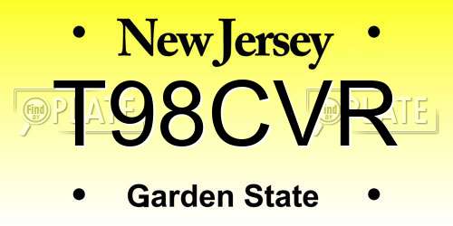 T98CVR New Jersey License Plate