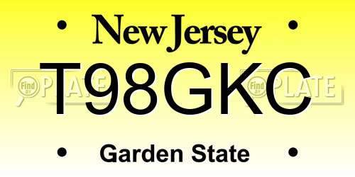T98GKC New Jersey License Plate