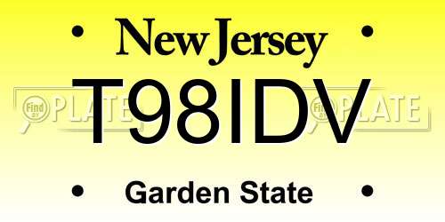 T98IDV New Jersey License Plate