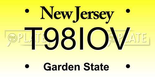 T98IOV New Jersey License Plate