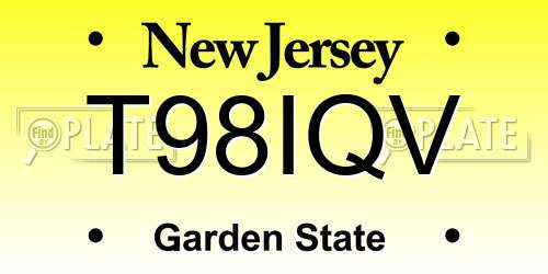 T98IQV New Jersey License Plate