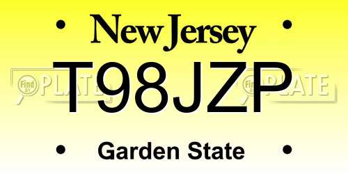 T98JZP New Jersey License Plate