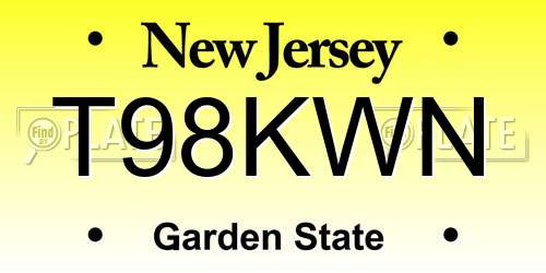 T98KWN New Jersey License Plate