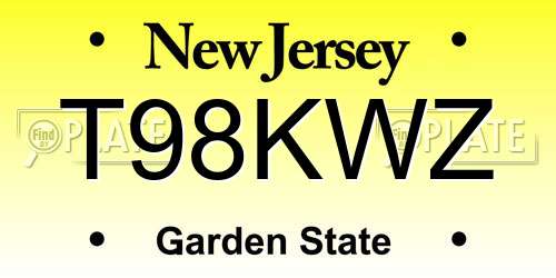 T98KWZ New Jersey License Plate