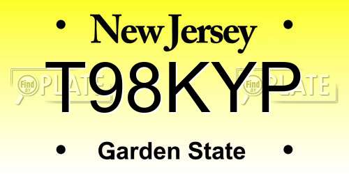 T98KYP New Jersey License Plate