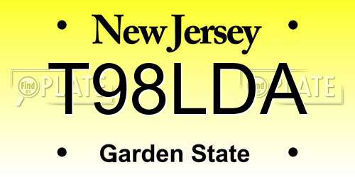 T98LDA New Jersey License Plate
