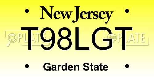 T98LGT New Jersey License Plate