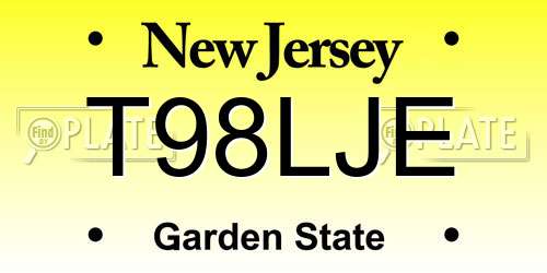 T98LJE New Jersey License Plate