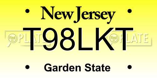T98LKT New Jersey License Plate