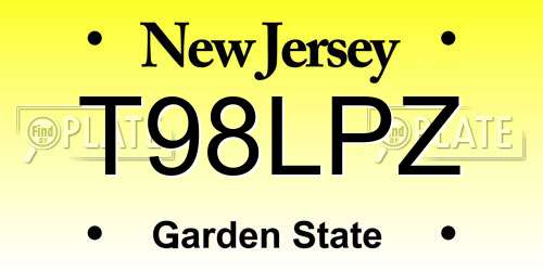 T98LPZ New Jersey License Plate