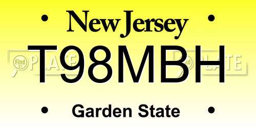 T98MBH New Jersey License Plate