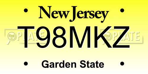 T98MKZ New Jersey License Plate