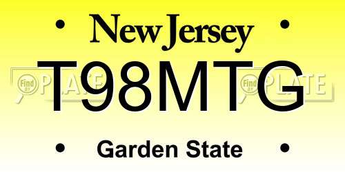 T98MTG New Jersey License Plate