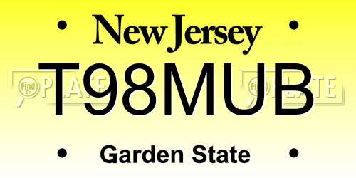T98MUB New Jersey License Plate