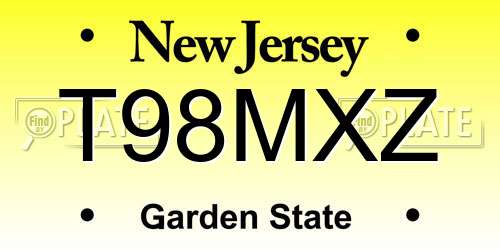 T98MXZ New Jersey License Plate