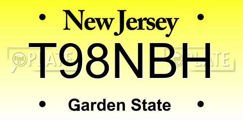 T98NBH New Jersey License Plate