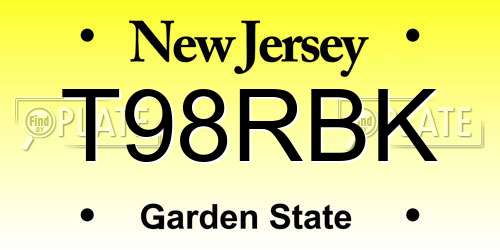 T98RBK New Jersey License Plate