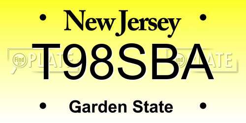 T98SBA New Jersey License Plate