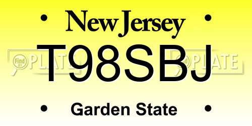 T98SBJ New Jersey License Plate