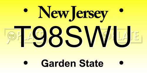 T98SWU New Jersey License Plate