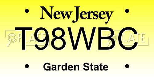 T98WBC New Jersey License Plate