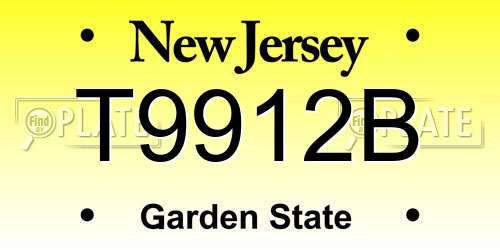 T9912B New Jersey License Plate