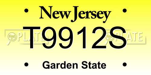T9912S New Jersey License Plate