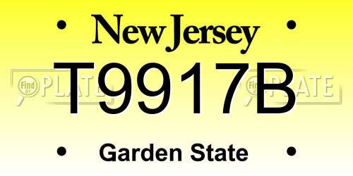 T9917B New Jersey License Plate