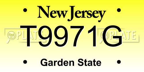 T9971G New Jersey License Plate