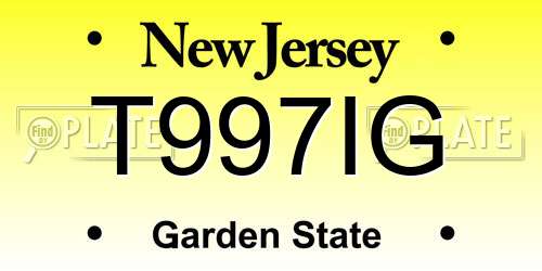 T997IG New Jersey License Plate