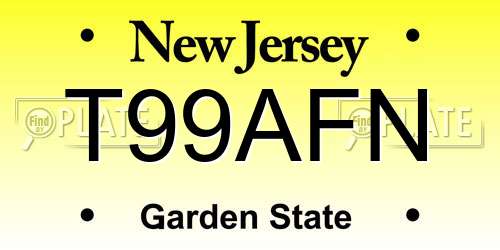 T99AFN New Jersey License Plate
